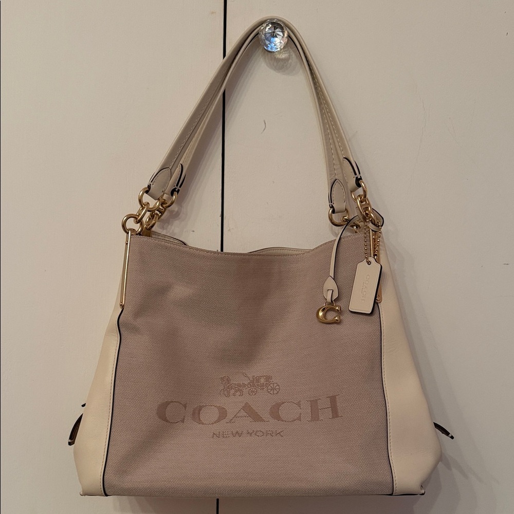 Coach Tan and Cream Shoulder Bag
